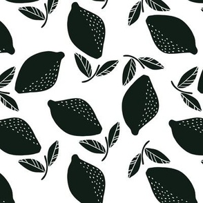 Lemon Tossed -Block Print- Black on White