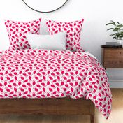 Lemon Tossed -Block Print- Hot Bright Pink on off white