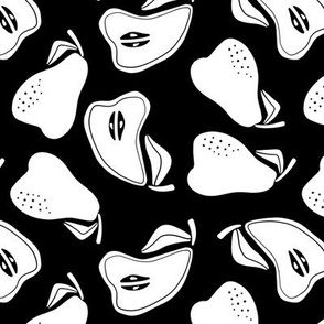 Pear Tossed -Block Print- black and white