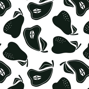 Pear Tossed -Block Print- black on white