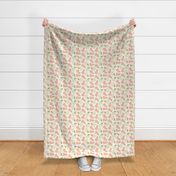Pear Tossed -Block Print- baby pink on off-white