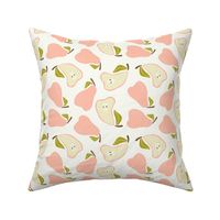 Pear Tossed -Block Print- baby pink on off-white