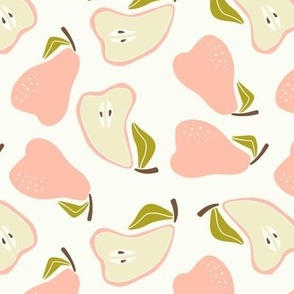 Pear Tossed -Block Print- baby pink on off-white