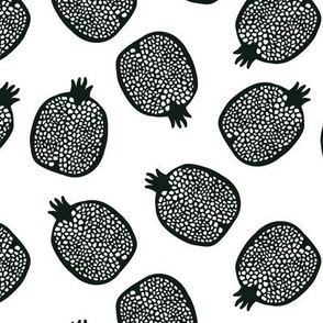 Pomegranate tossed -block print- black on white