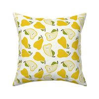 Pear Tossed -Block Print- yellow on off-white