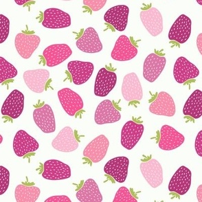 Tossed Strawberries- block print- pink