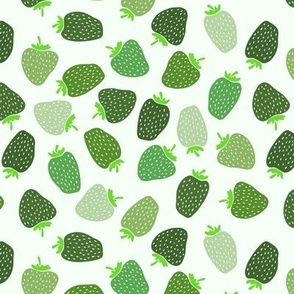 Tossed Strawberries- block print- green