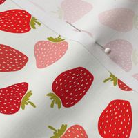 Tossed Strawberries- block print- red