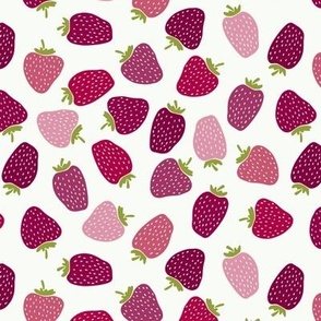 Tossed Strawberries- block print- mauve