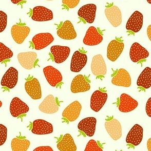 Tossed Strawberries- block print- orange red