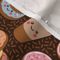 Ditsy kawaii donuts and coffee with chocolate sprinkles medium