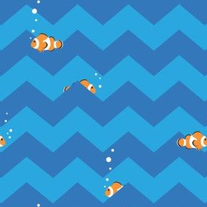 Clownfish in Zigzag Sea (blue and aqua)