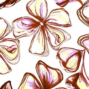 Extra Large Yellow Bright Pink Flowers Drawing