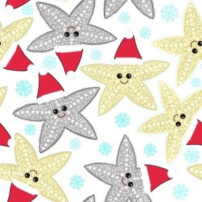 Cute kawai Christmas silver and gold starfish 