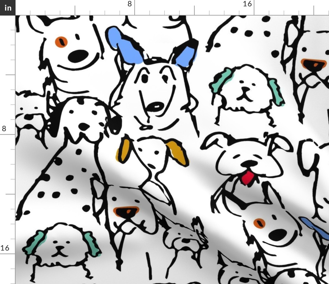 Color Pop Doodle Dogs, 12x24 repeat scale