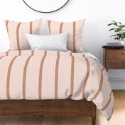 Farmhouse Linen Stripe. Pink and Terracotta.