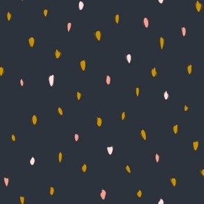 Spring Polka Dots on Navy Solid Blue Background