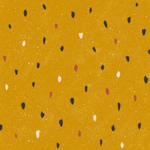 Spring Polka Dots on Mustard Yellow