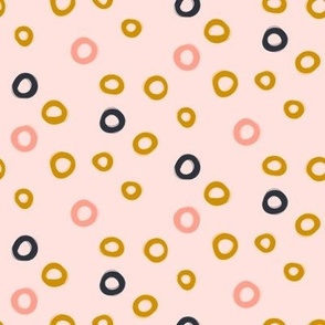 Circles Geometric Shapes on Blush Pink Background