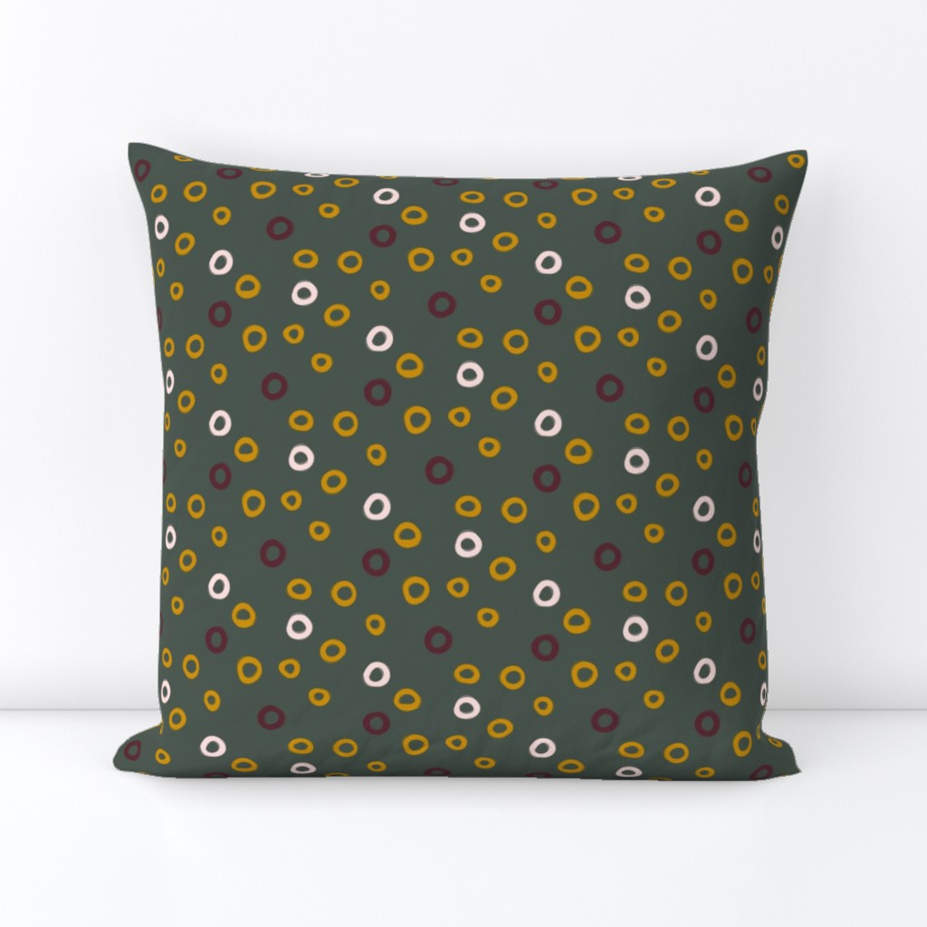 Circles Geometric Shapes on Sage Green Background