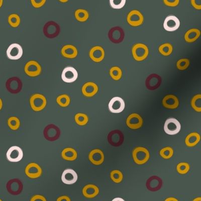 Circles Geometric Shapes on Sage Green Background