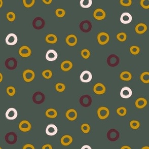 Circles Geometric Shapes on Sage Green Background