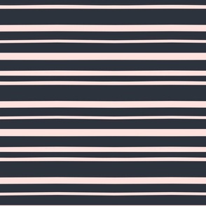 Simple Stripes in Navy Blue & Blush Pink Solid Blue Background