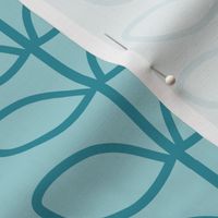 big scale_Peace dove- Mid-century design- Easter, Thanks Giving, Christmas- stylish white birds and Xmas trees- The Petal Solids Coordinates Joy_ Lagoon teal over Pool blue green background