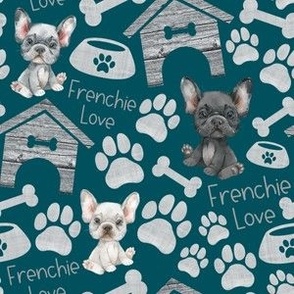 Small Scale Frenchie Love teal