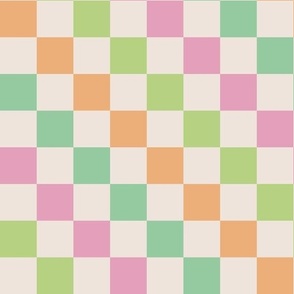 Neon Pastel Rainbow Checkerboard