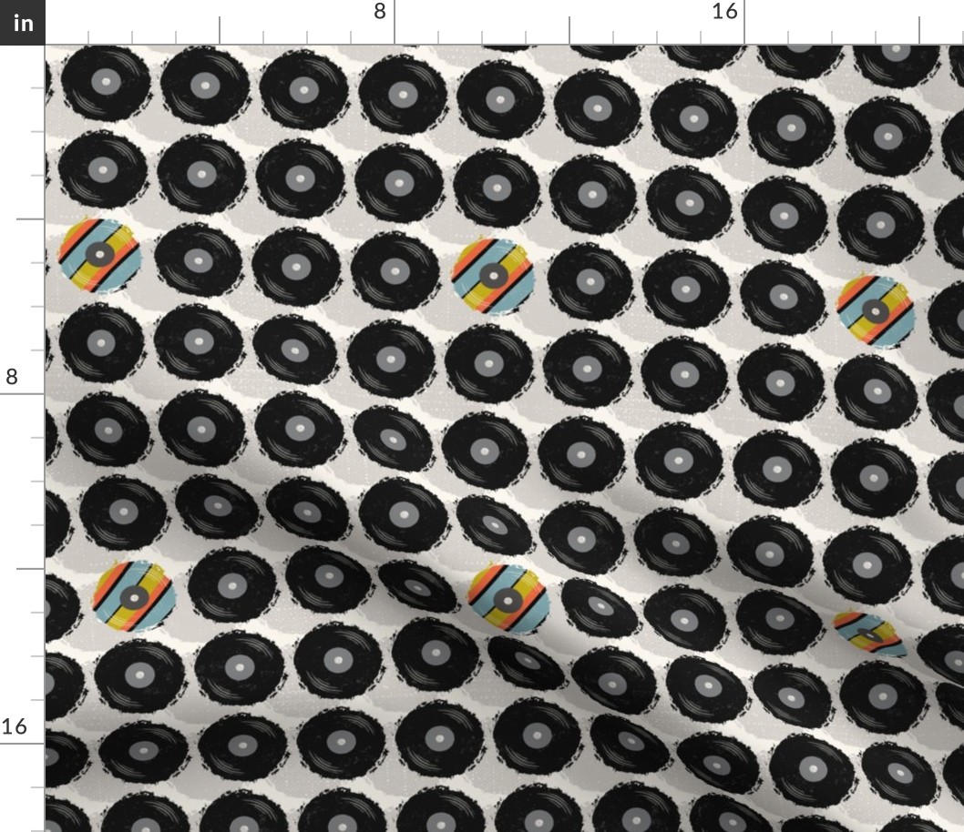 Vinyl Records with Mulit_Stripe Pop - Gray with Multi Stripe - Medium