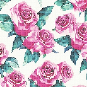 Cross Stitch Watercolor Roses