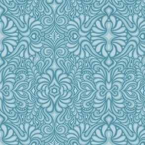 Modern Porcelain Blue Damask Pattern Variation