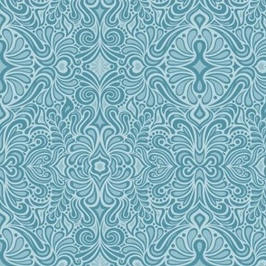 Modern Porcelain Blue Damask Pattern