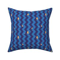 Clownfish in Zigzag Sea (Indigo and Blue, Horizontal)