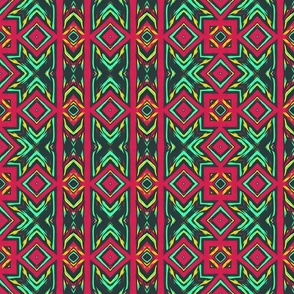Red and Green Tribal Print