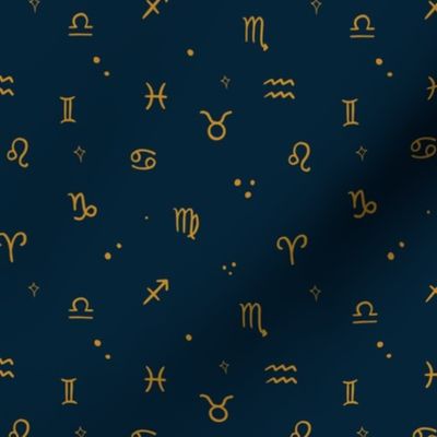 Zodiac Skies Navy and Gold by Norlie Studio