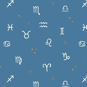 Zodiac Skies Muted Blue and White by Norlie Studio