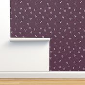 Zodiac Skies Deep Plum and White by Norlie Studio