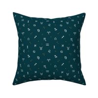 Zodiac Skies Deep Emerald and White by Norlie Studio
