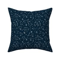 Zodiac Skies Constellations Navy Blue and White by Norlie Studio