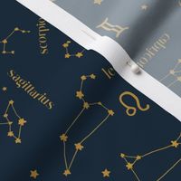 Zodiac Skies Constellations Navy and Gold by Norlie Studio