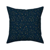 Zodiac Skies Constellations Navy and Gold by Norlie Studio