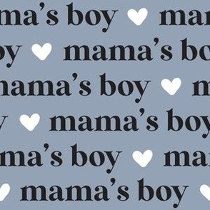 Mamas Boy on blue with white hearts by Norlie Studio