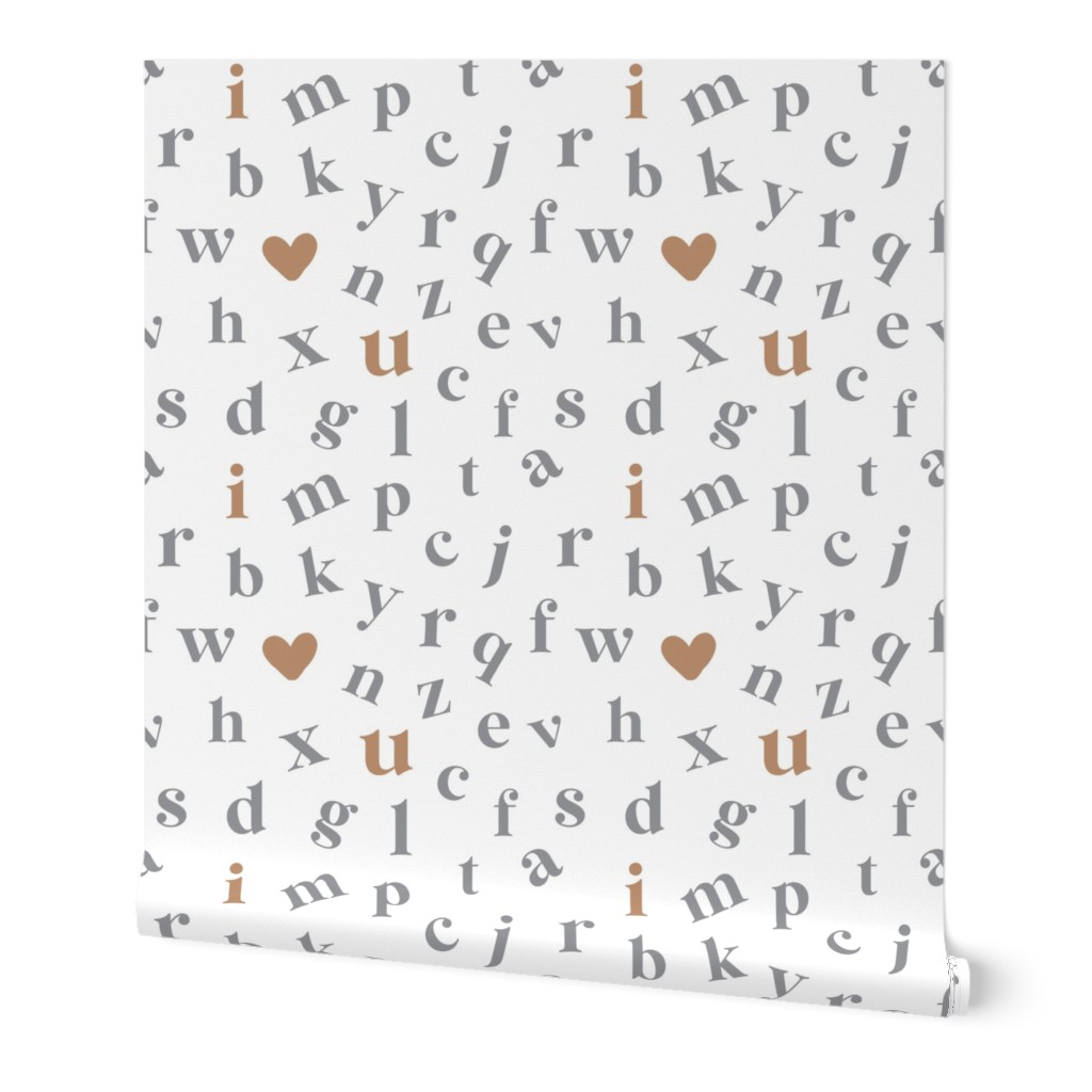 I heart you Alphabet Grey and Brown by Norlie Studio