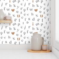 I heart you Alphabet Grey and Brown by Norlie Studio