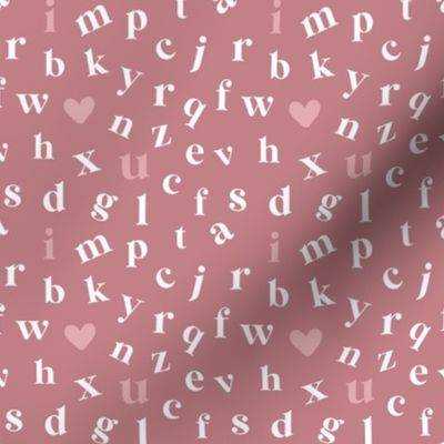 I heart you Alphabet Dusty Pinks by Norlie Studio