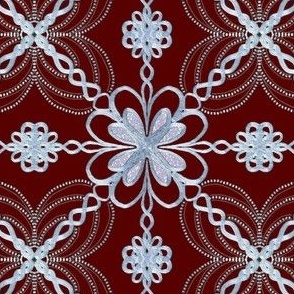 Silver wrapping pattern red tile
