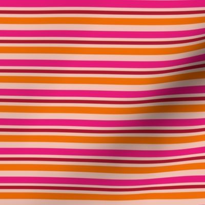 Heligan Stripe - Pink, Red and Orange - Large