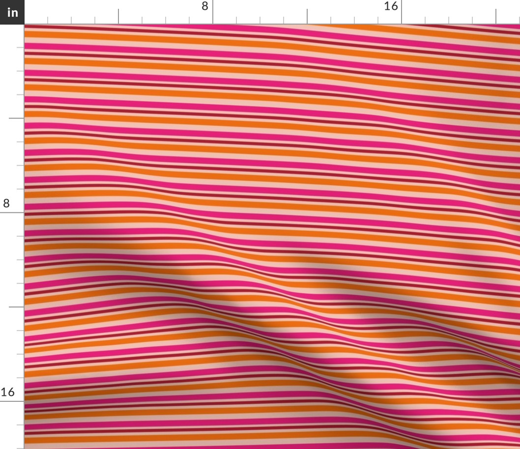 Heligan Stripe - Pink, Red and Orange - Large